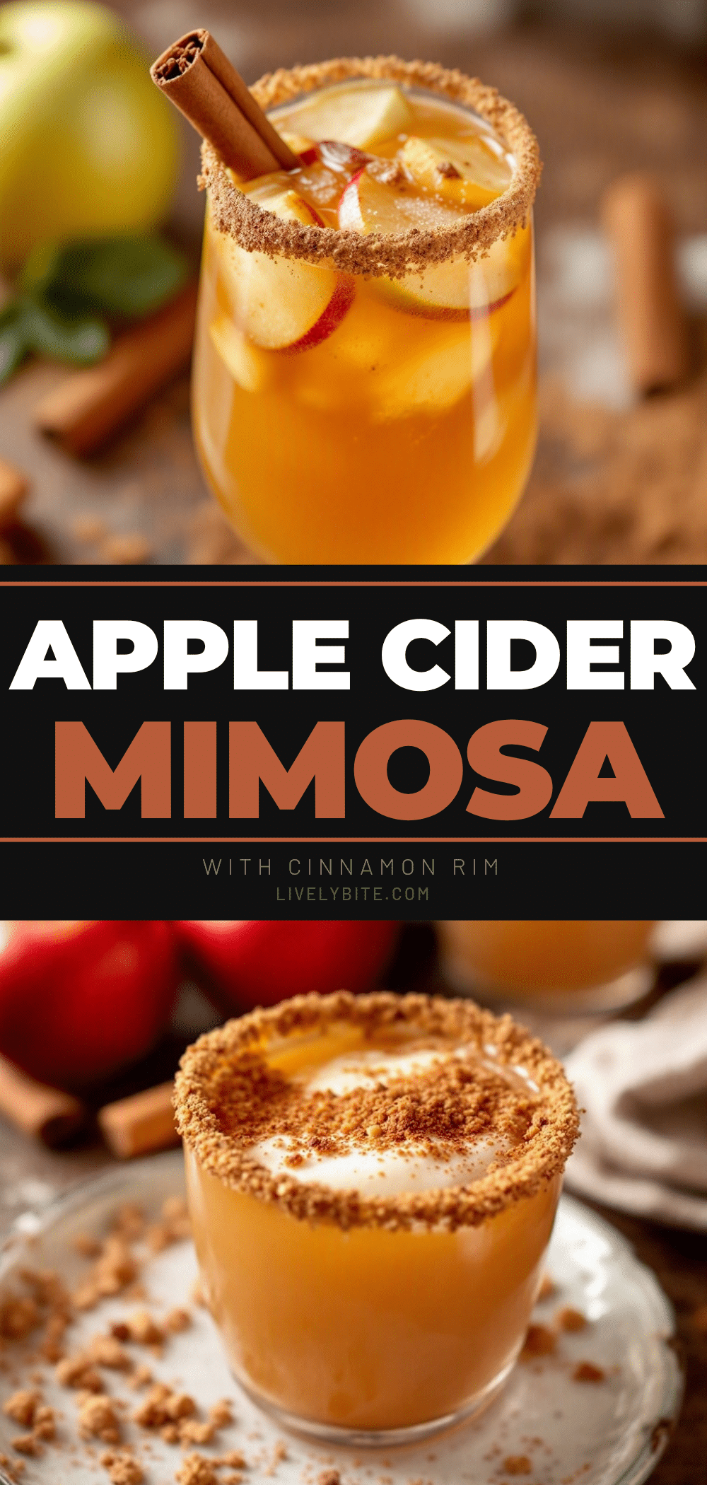 apple cider mimosa with cinnamon rim recipe