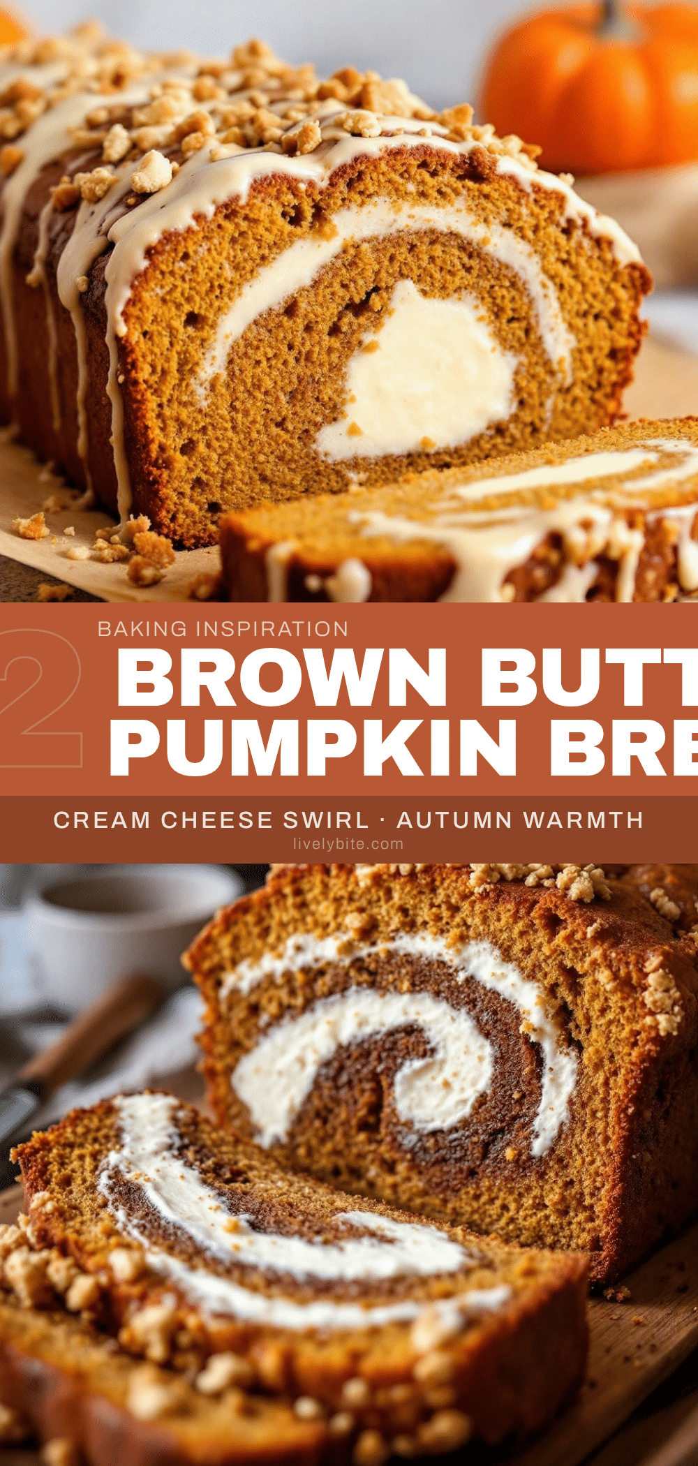 brown butter pumpkin bread with cream cheese swirl recipe