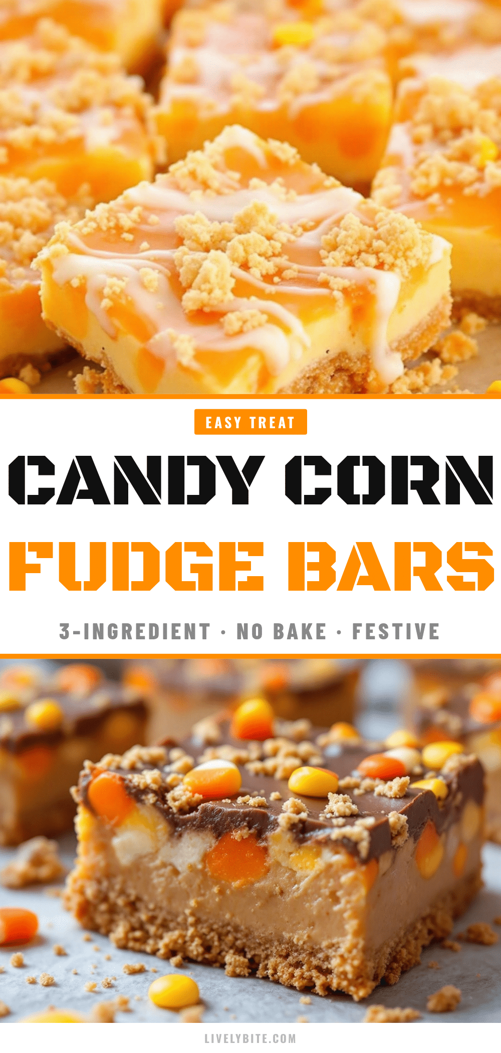 candy corn fudge bars recipe