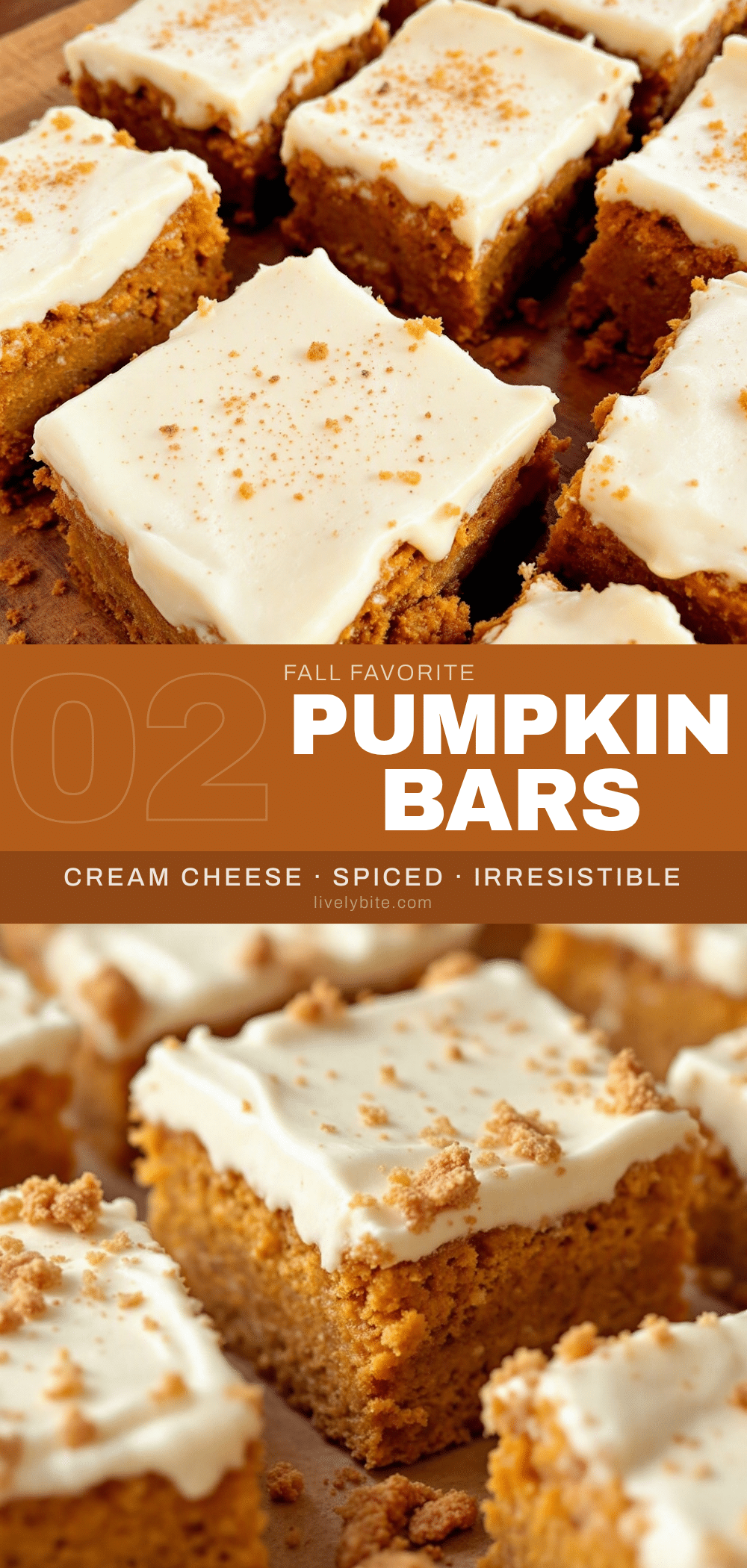 cream cheese frosted pumpkin bars recipe