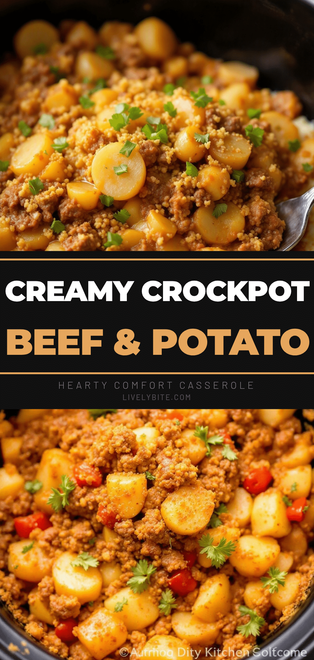 creamy crockpot ground beef and potato casserole recipe