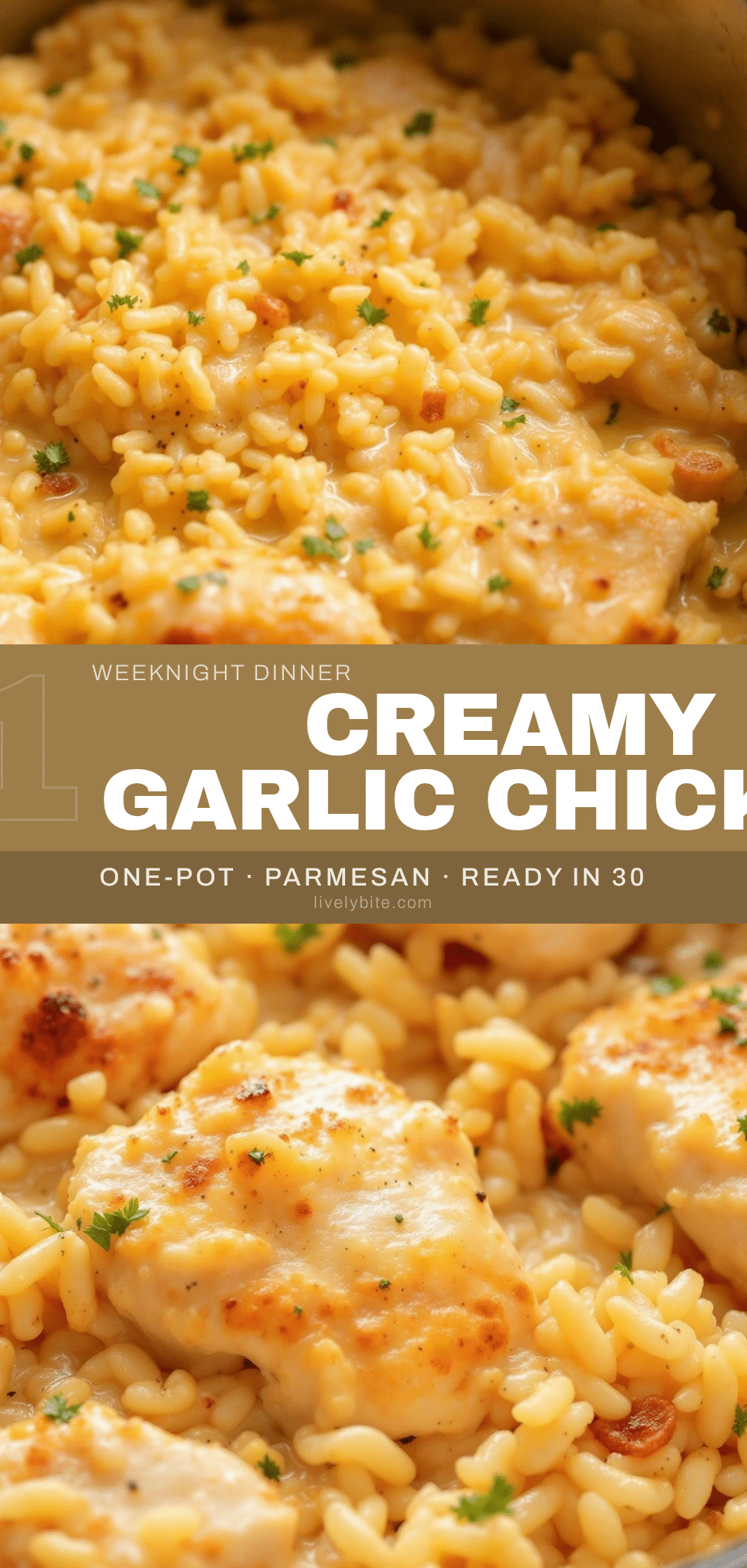 creamy one-pot garlic parmesan chicken and rice recipe