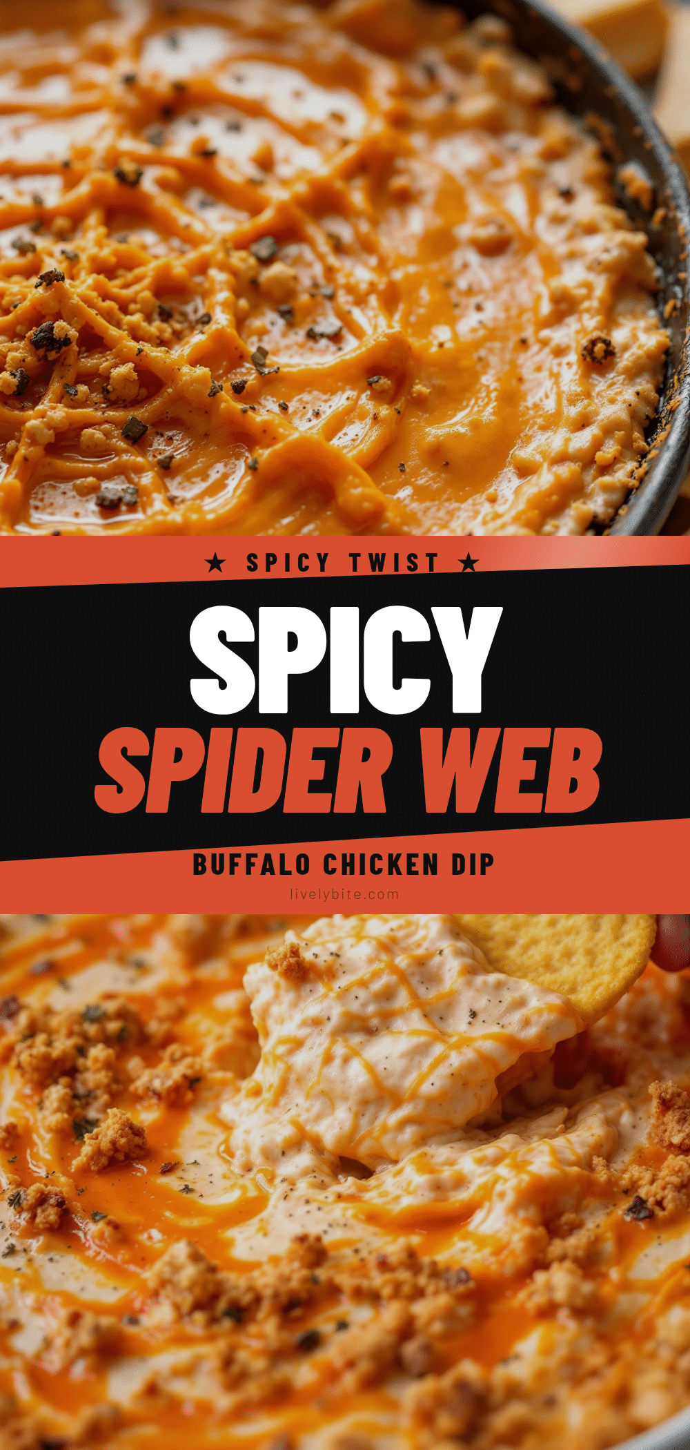 creamy spider web buffalo chicken dip recipe