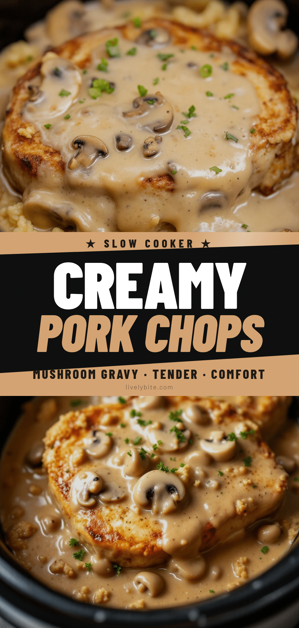 crockpot pork chops with mushroom gravy recipe