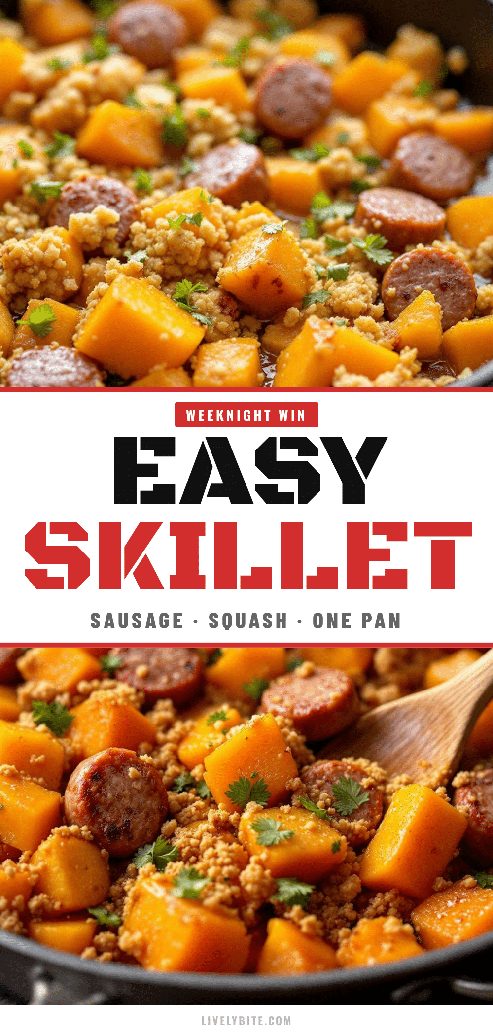 easy one-pan sausage and butternut squash skillet recipe