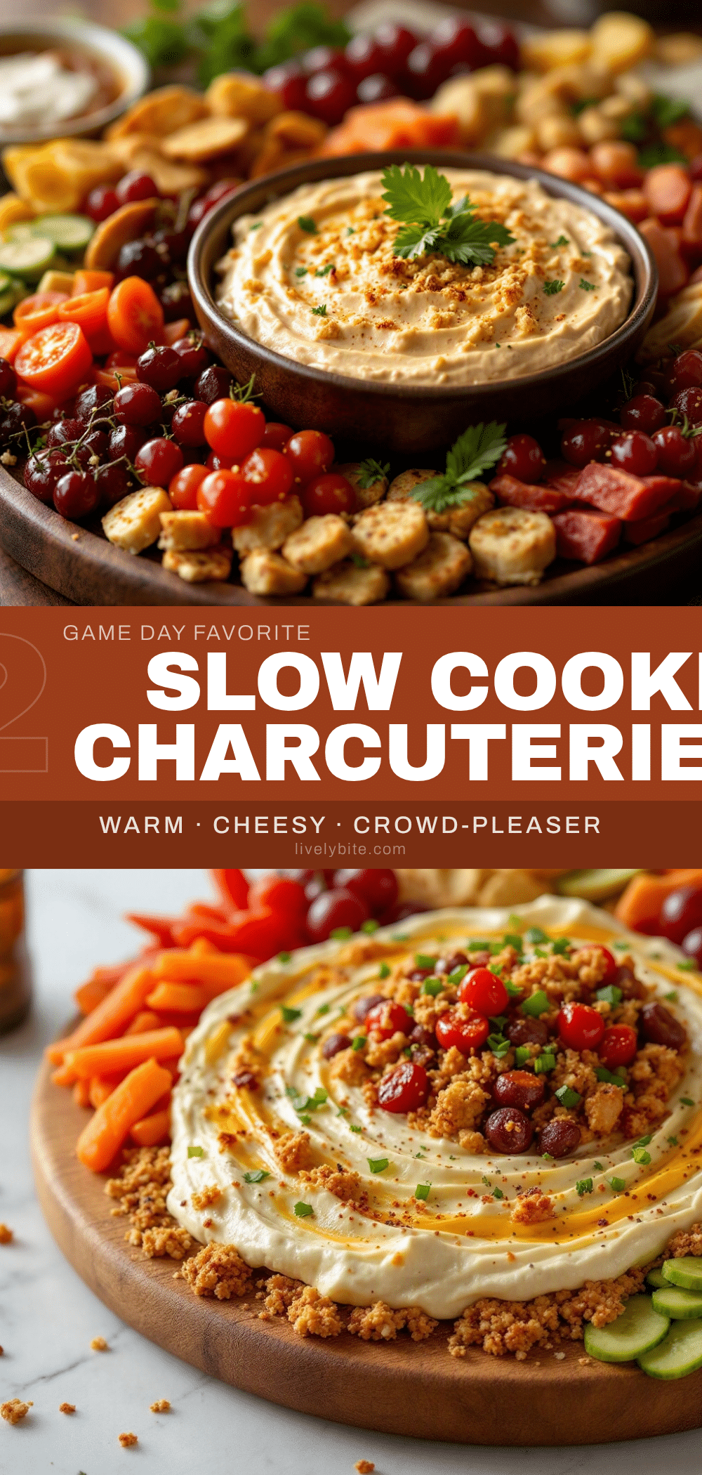 Easy Slow Cooker Football Charcuterie Dip Board recipe