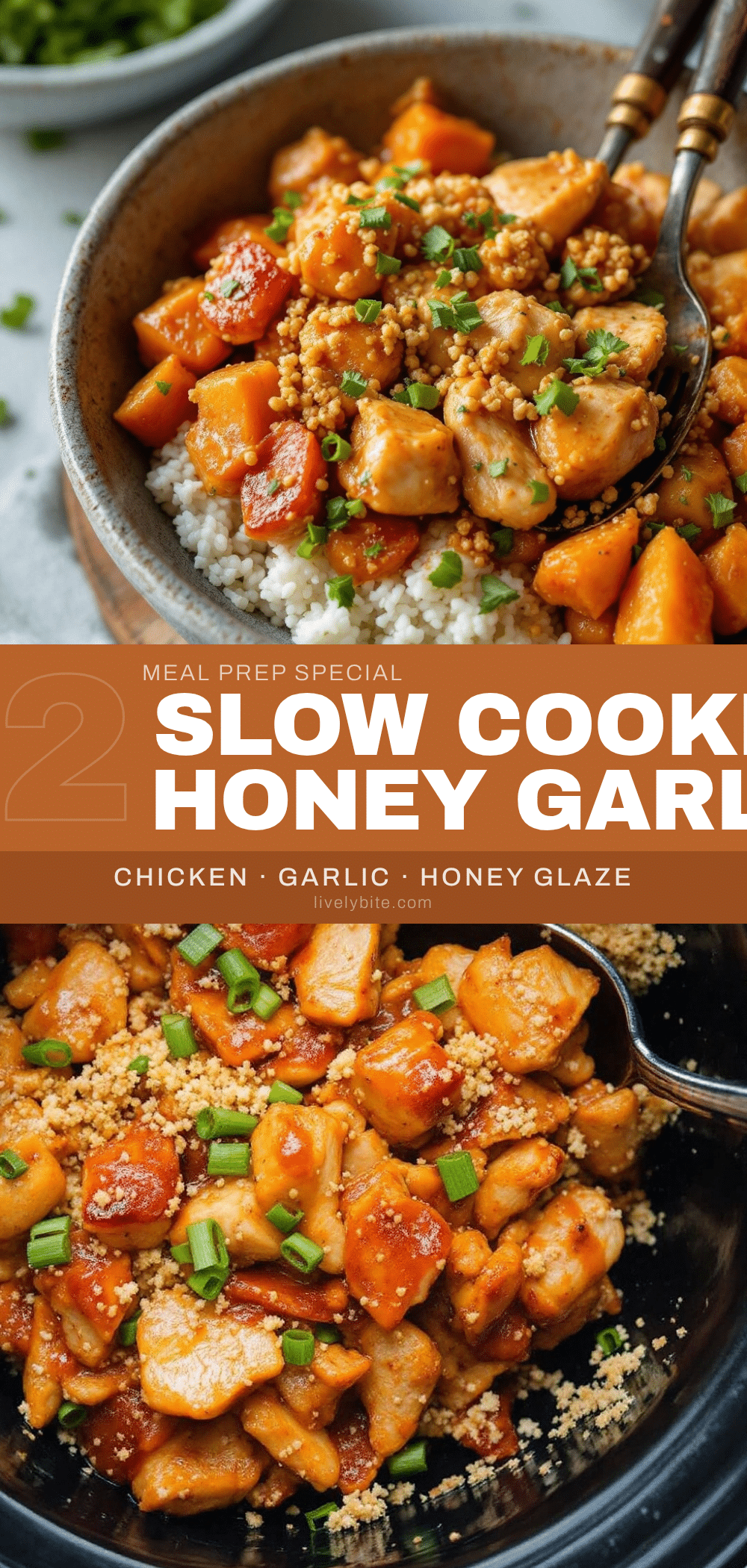 easy slow cooker honey garlic chicken meal prep bowls recipe