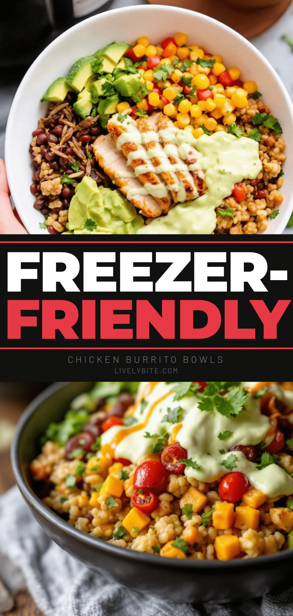 freezer-friendly chicken burrito bowls recipe