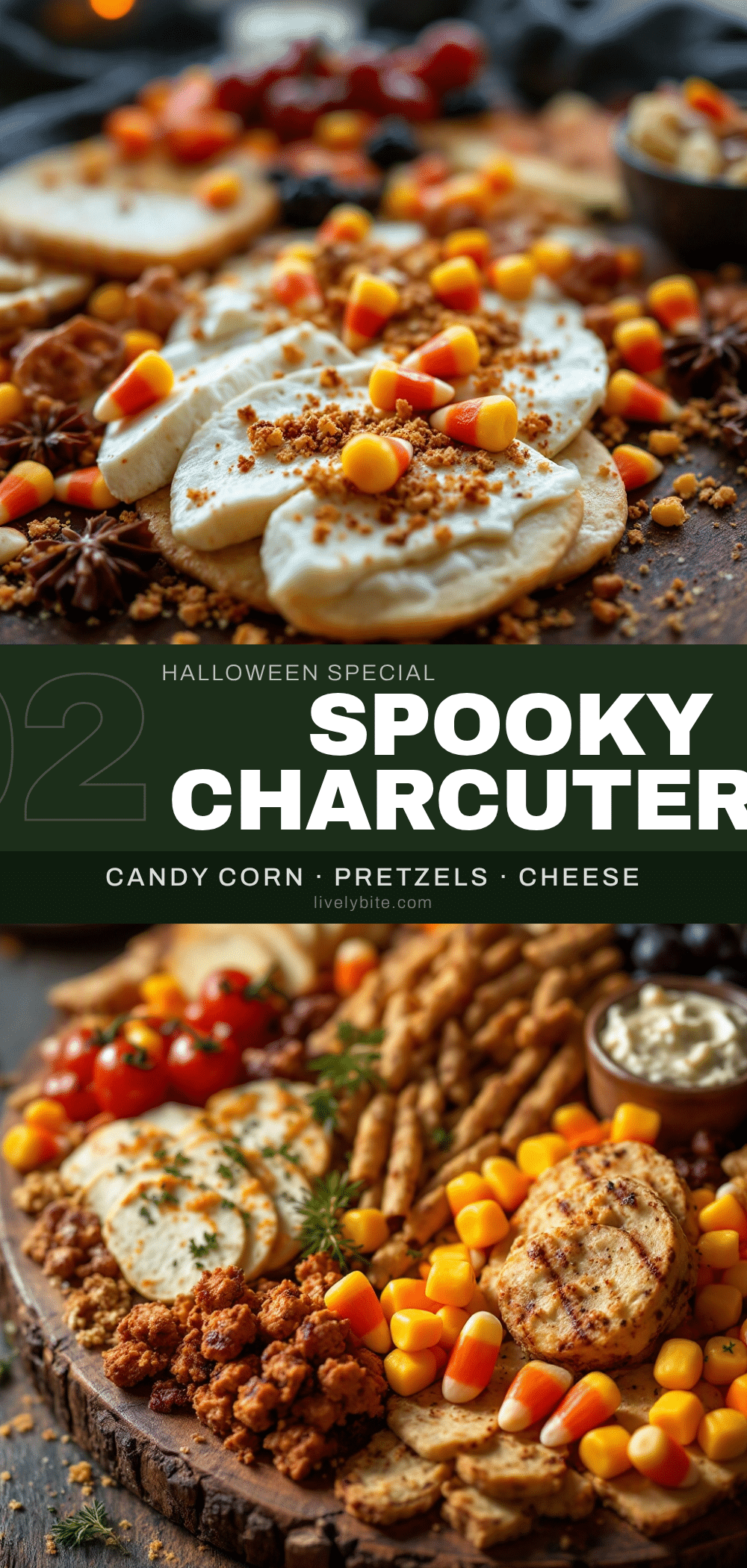 Halloween charcuterie board with candy corn recipe