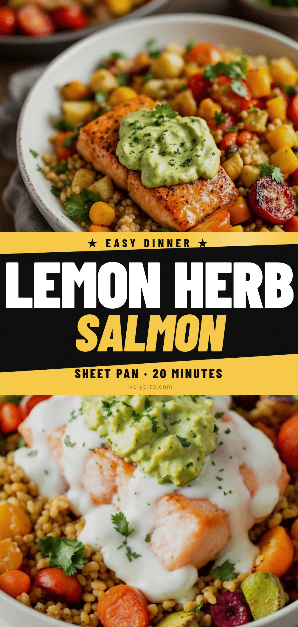 lemon herb salmon sheet pan dinner recipe