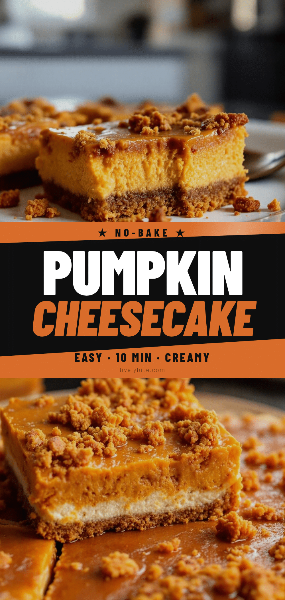 no-bake pumpkin cheesecake bars recipe