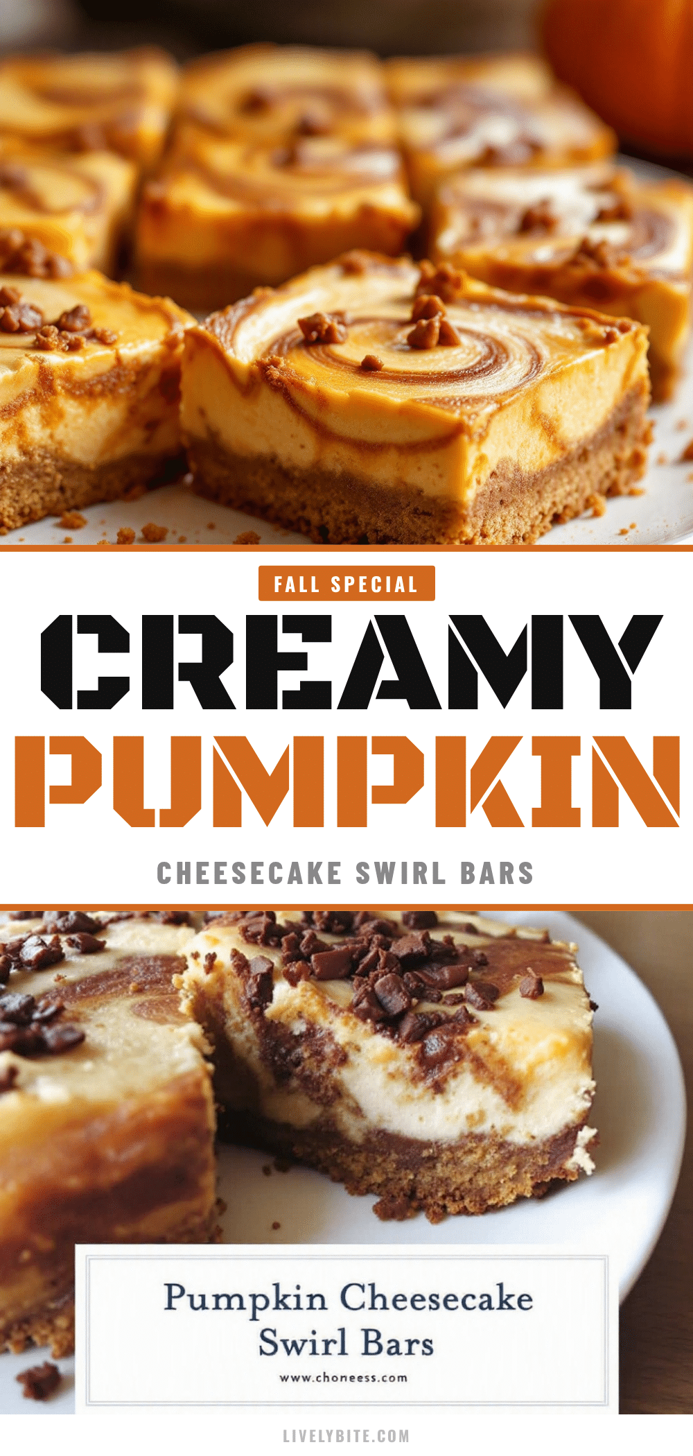 pumpkin cheesecake swirl bars recipe