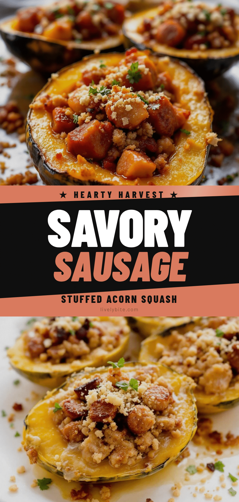 Savory Sausage Stuffed Acorn Squash Boats recipe
