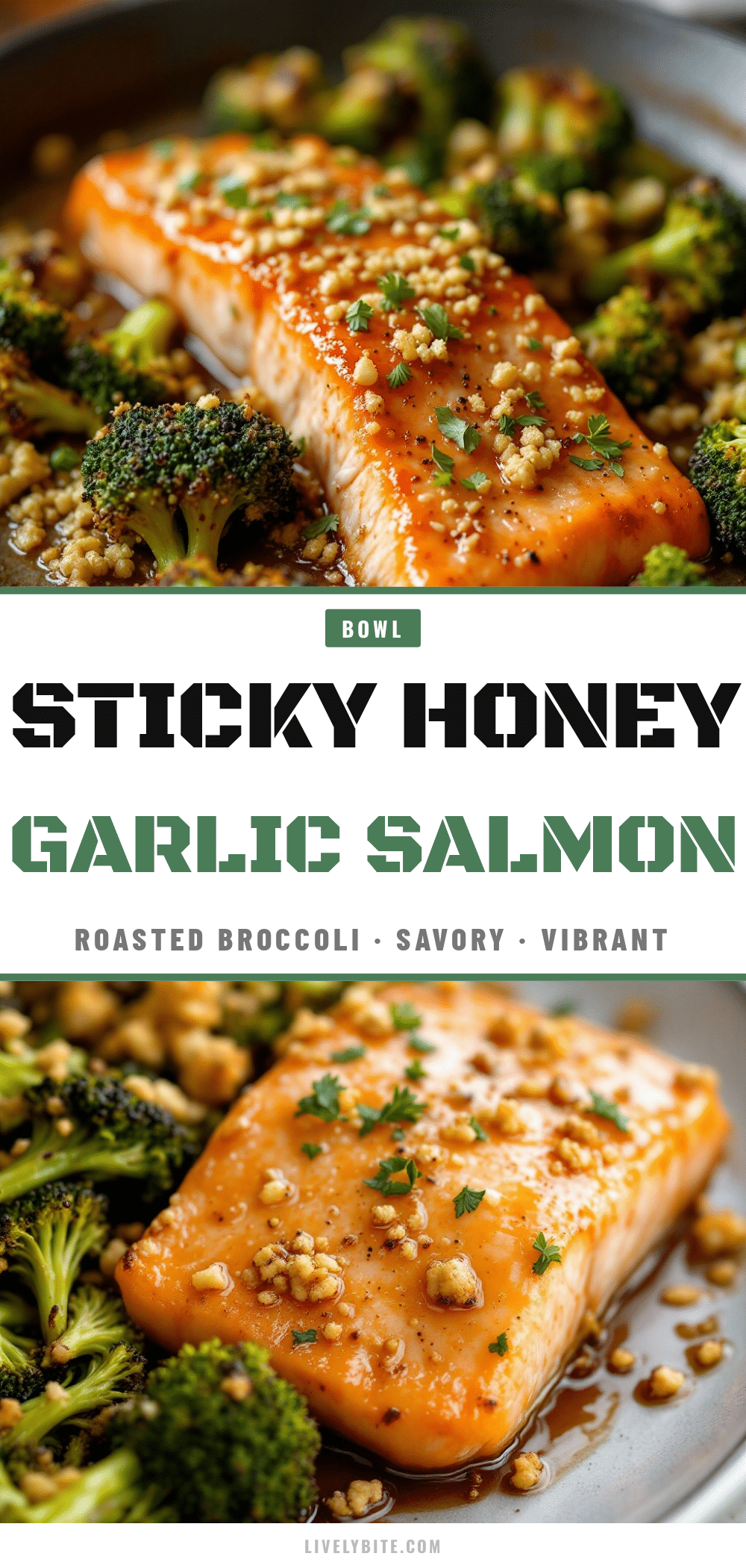 sticky honey garlic salmon bowl recipe