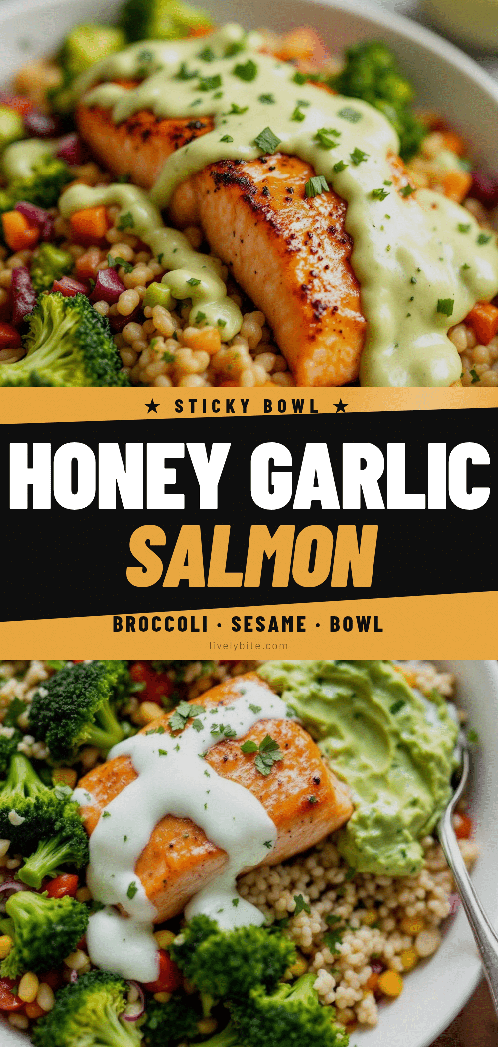 sticky honey garlic salmon bowl recipe