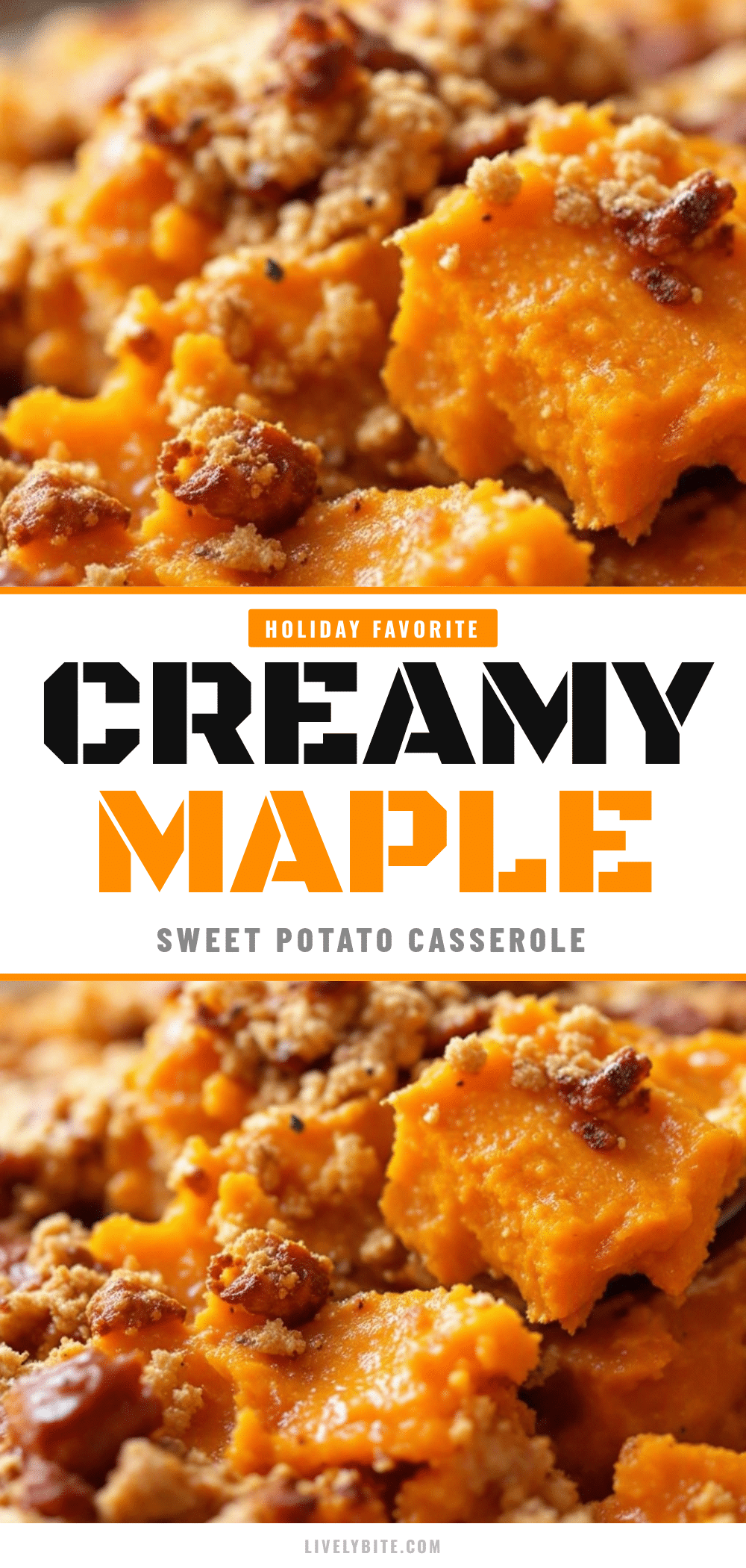 Creamy Maple Bourbon Sweet Potato Casserole recipe