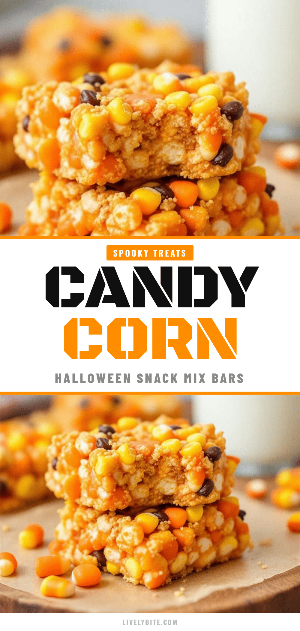 Crispy Halloween Candy Corn Snack Mix Bars recipe