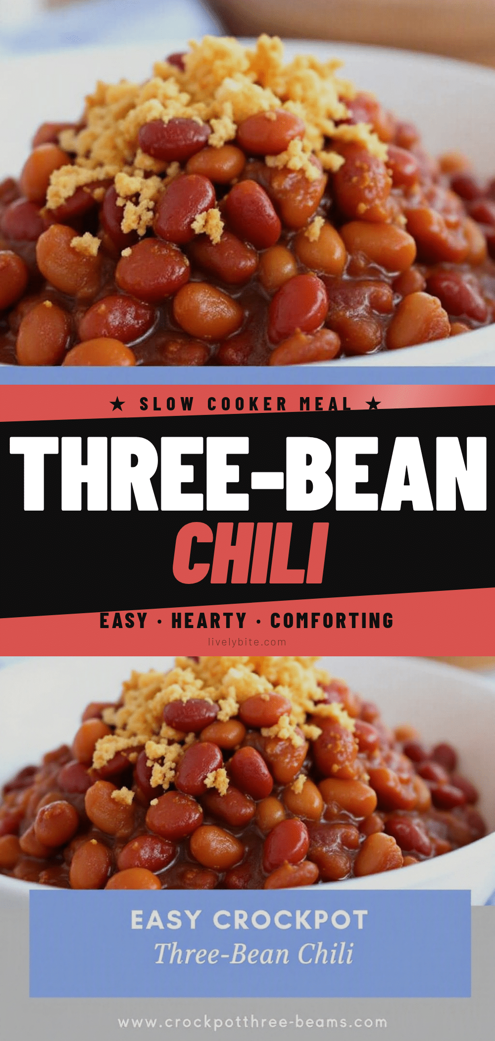 easy crockpot three-bean chili recipe