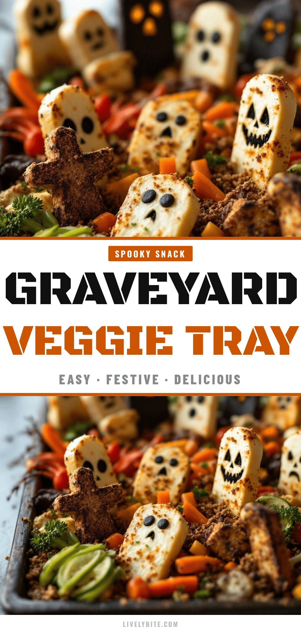 Easy Halloween Graveyard Veggie Tray recipe
