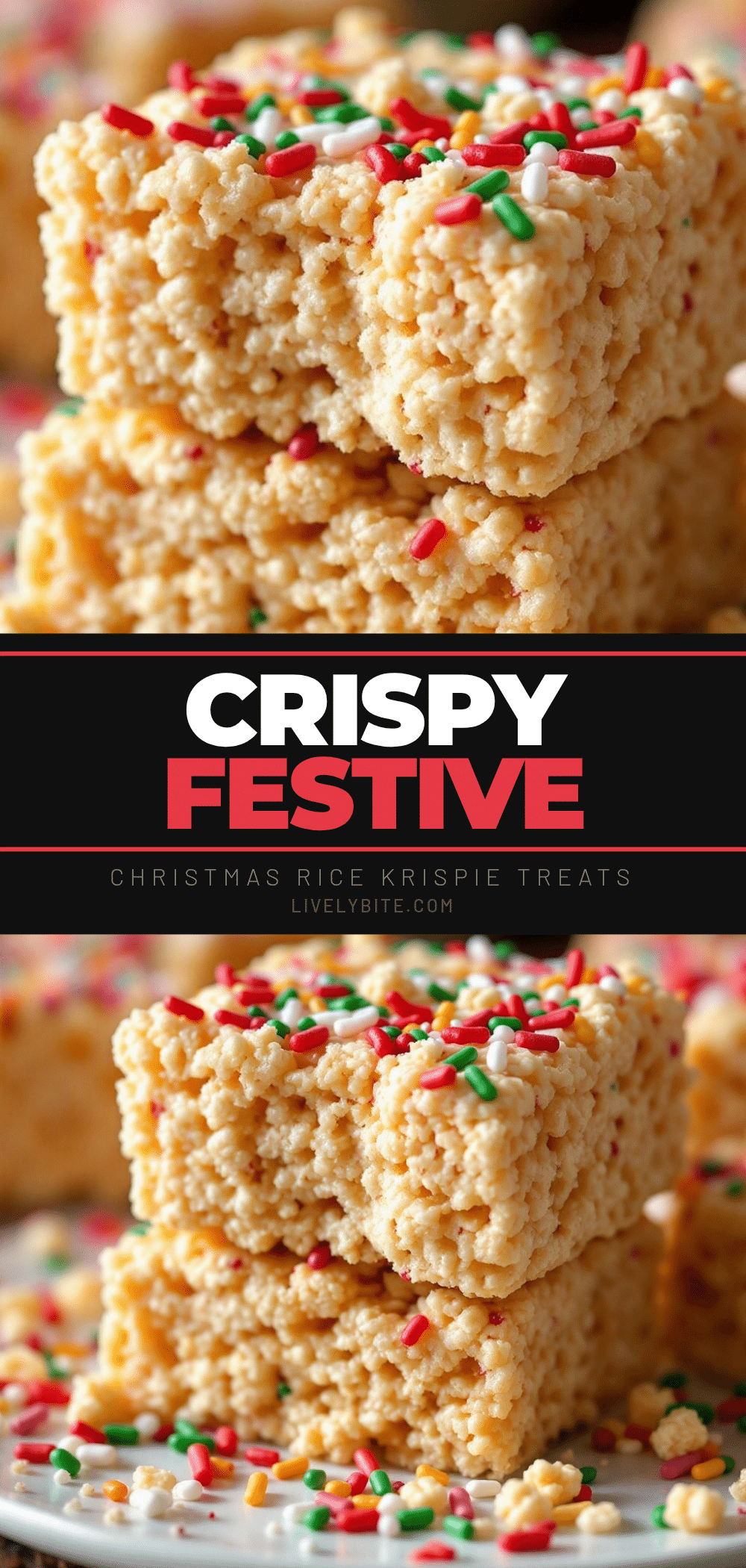 festive christmas rice krispie treats with sprinkles recipe