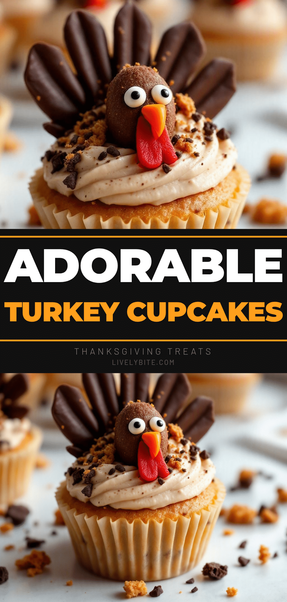mini turkey cupcakes with chocolate feathers recipe