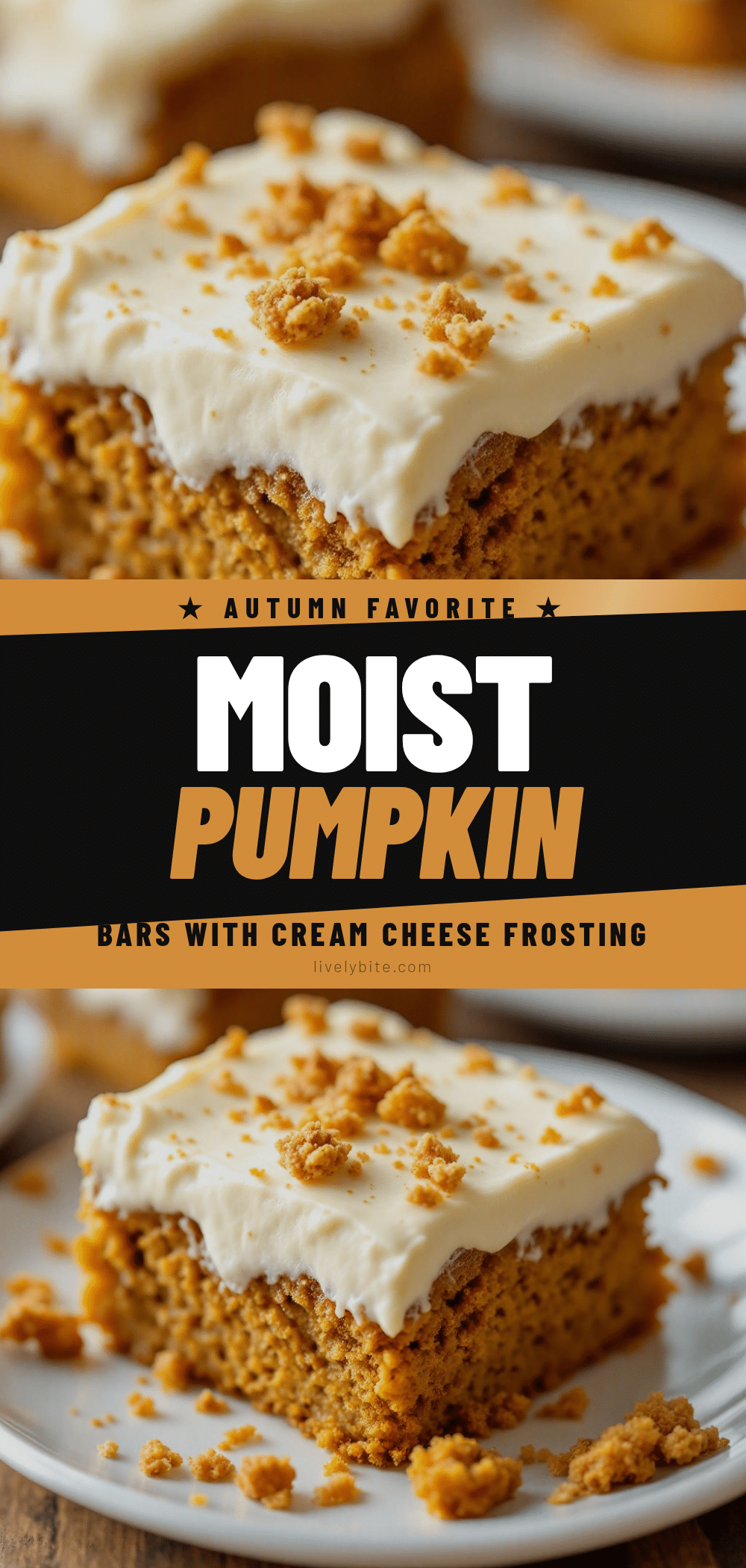 moist pumpkin bars with cream cheese frosting recipe