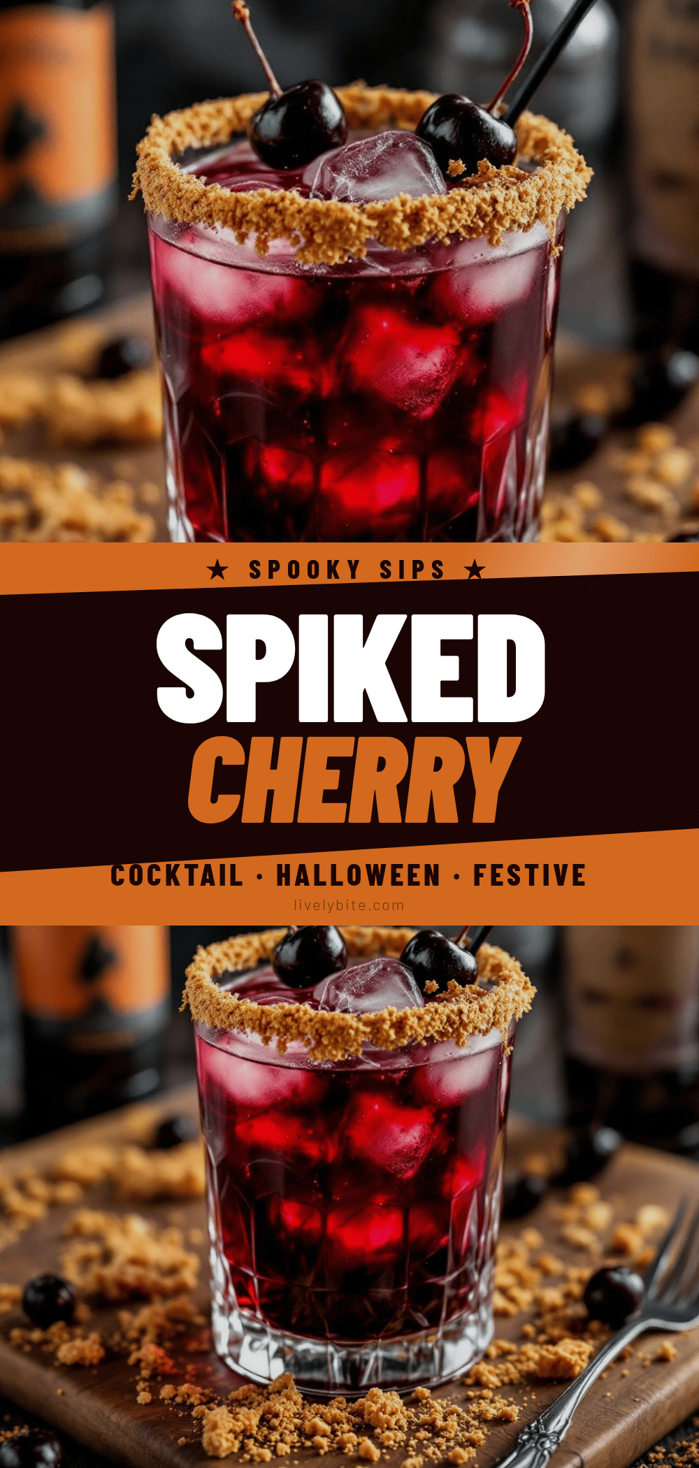 Spiked Black Cherry Halloween Cocktail recipe