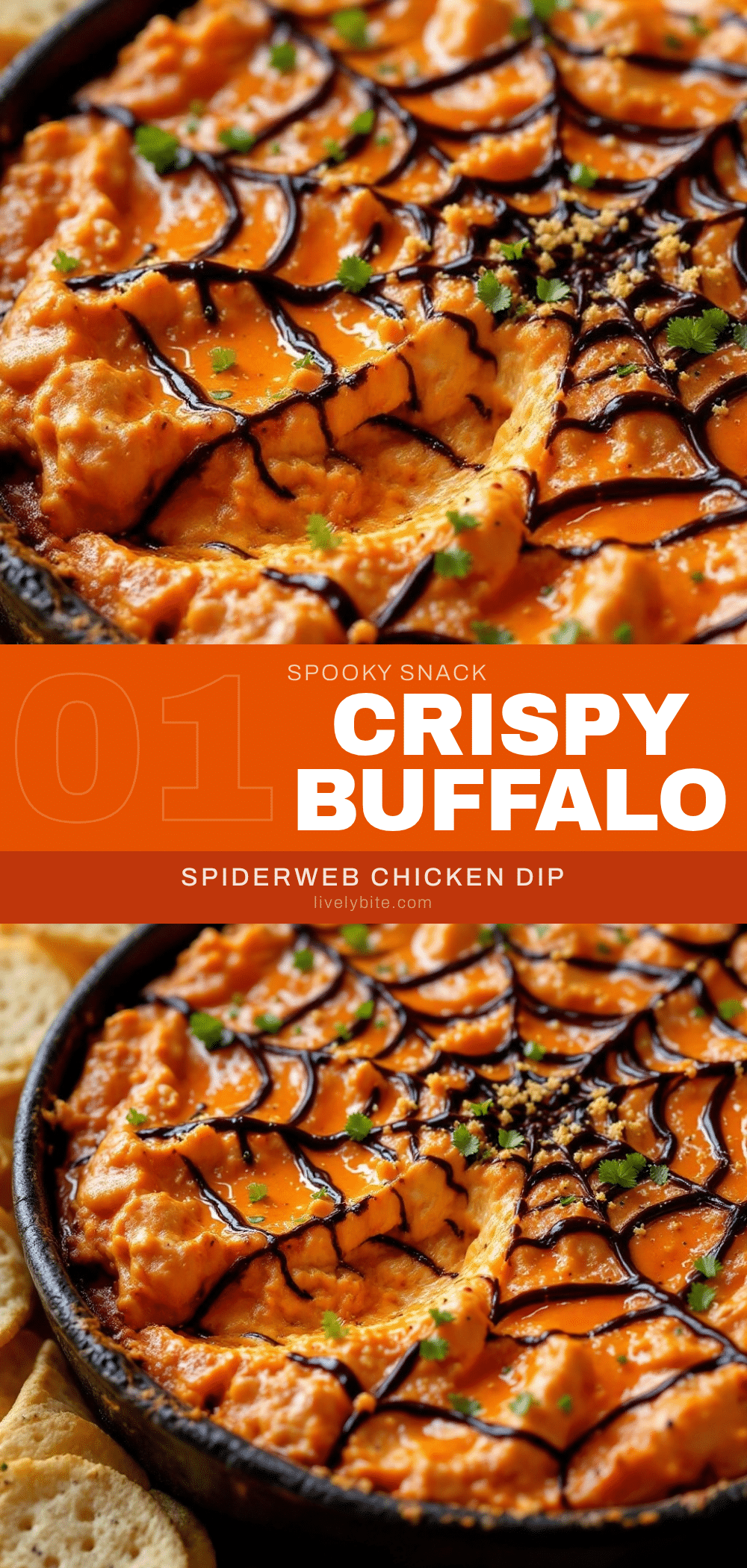 spooky spiderweb buffalo chicken dip recipe